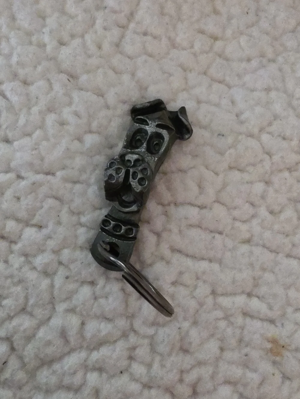 Gunmetal Dog Head Keychain Charm - Men Accessories